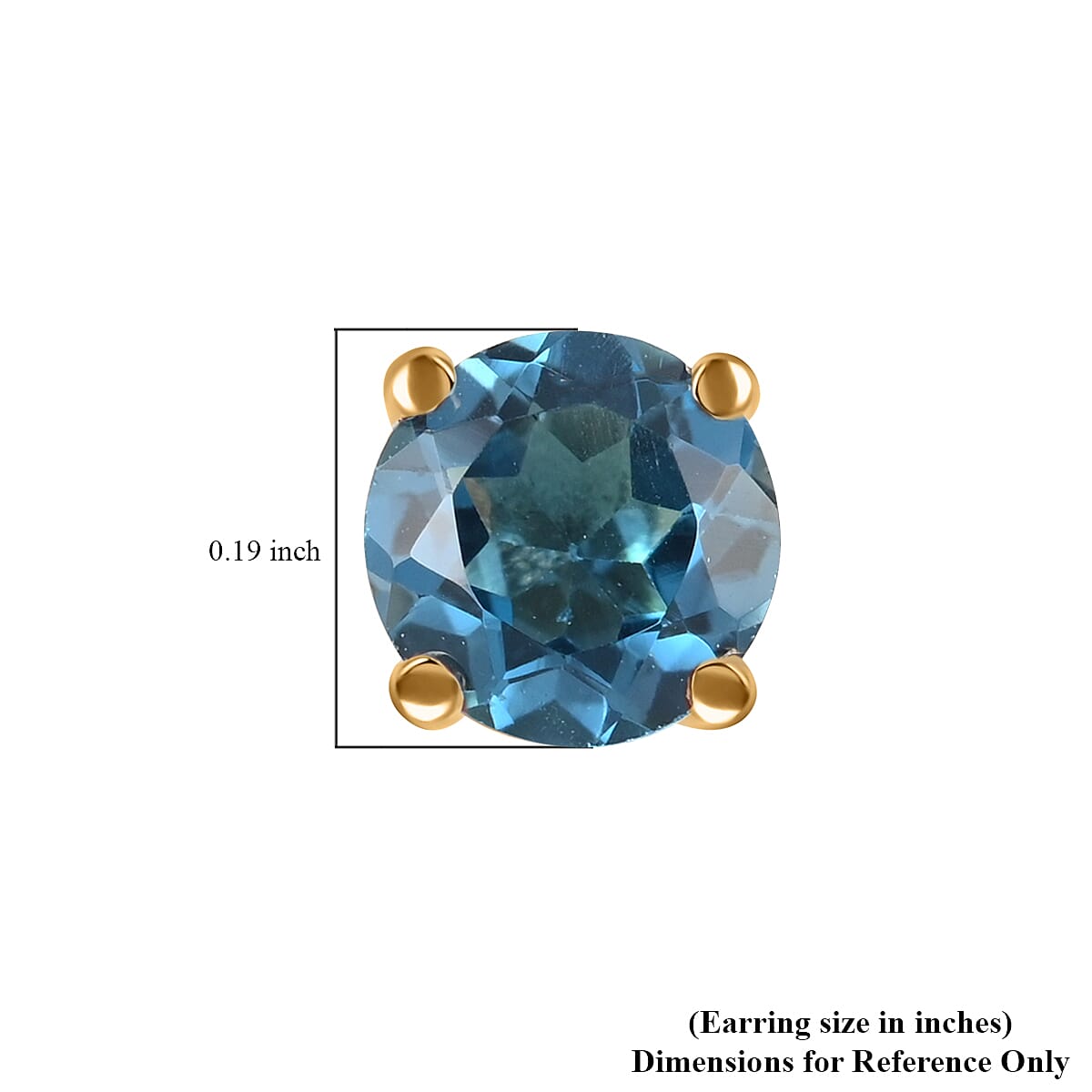 14K Yellow Gold London Blue Topaz Round Stud Earrings 1.15 ctw image number 4