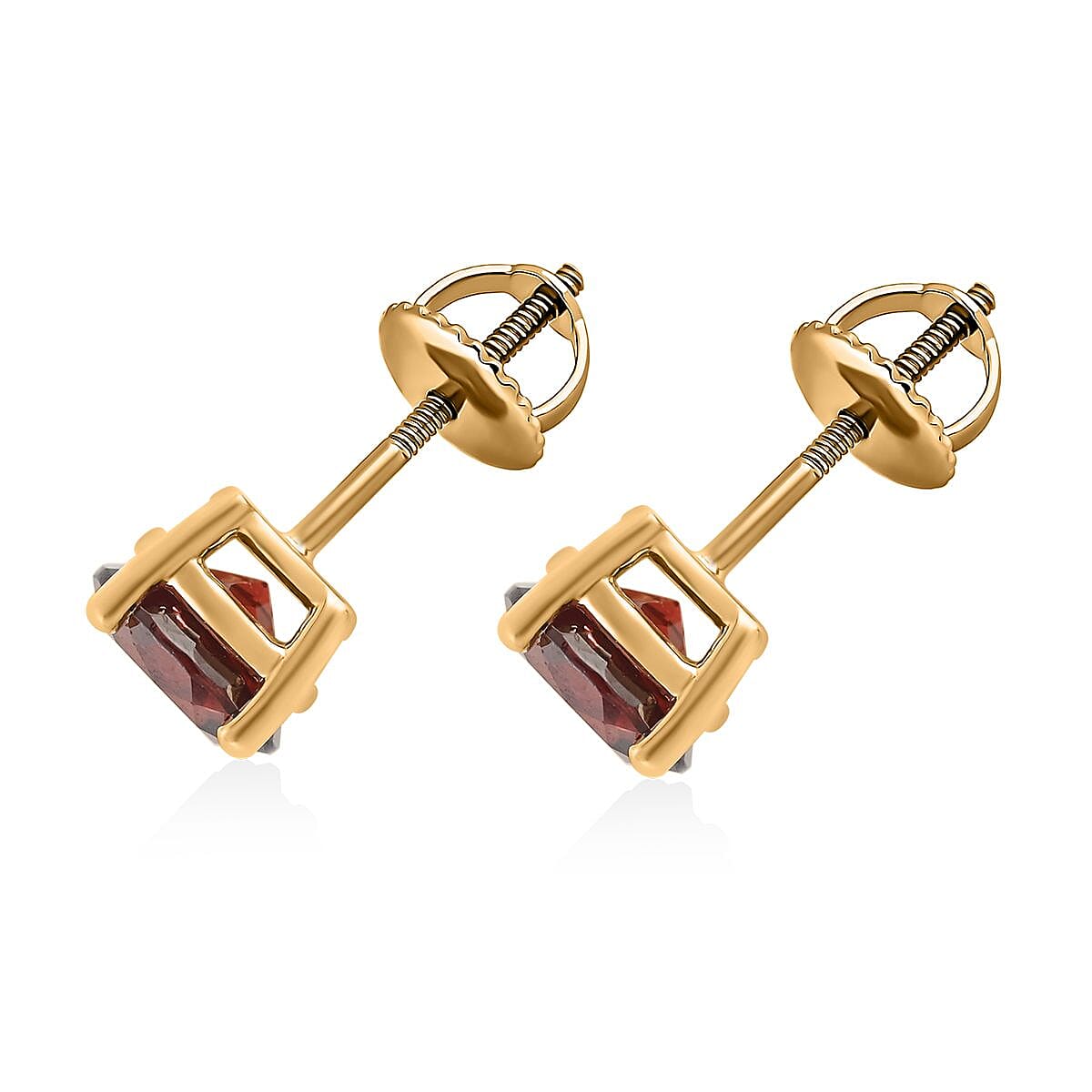 14K Yellow Gold Mozambique Garnet Round Stud Earrings 2.20 ctw