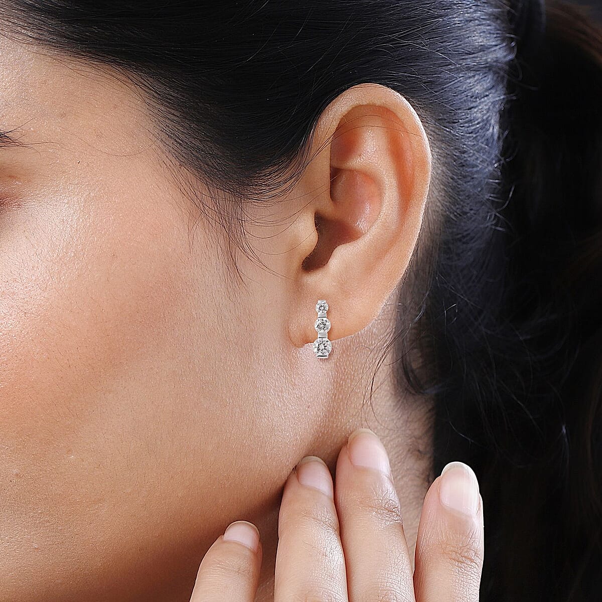 Ankur's Treasure Chest Simulated Diamond Earrings in Sterling Silver image number 2