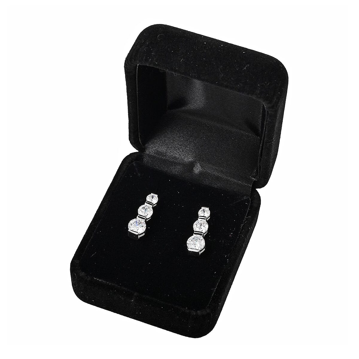 Ankur's Treasure Chest Simulated Diamond Earrings in Sterling Silver image number 5