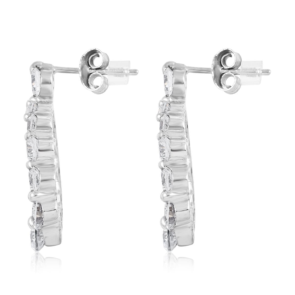 Simulated Diamond Circle Earrings in Rhodium Over Sterling Silver