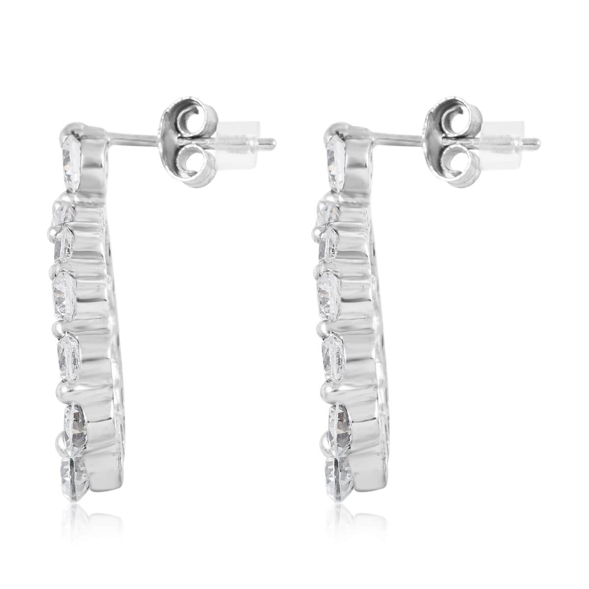 Simulated Diamond Circle Earrings in Rhodium Over Sterling Silver image number 3