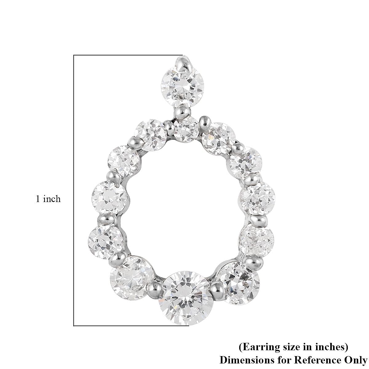 Simulated Diamond Circle Earrings in Rhodium Over Sterling Silver