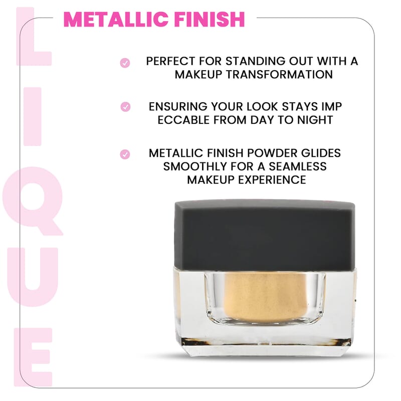Closeout Lique Golden Color Effects Powder Long-Lasting Metallic Finish For Lips and Eyes, Shimmer Pigment Powder For Makeup, Gifts For Her