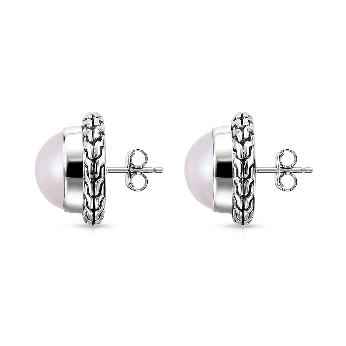 Bali Legacy Pink Mabe Pearl Stud Earrings in Sterling Silver