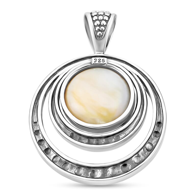 Bali Legacy Blue Mabe Pearl 12-13mm Pendant in Sterling Silver 7 Grams