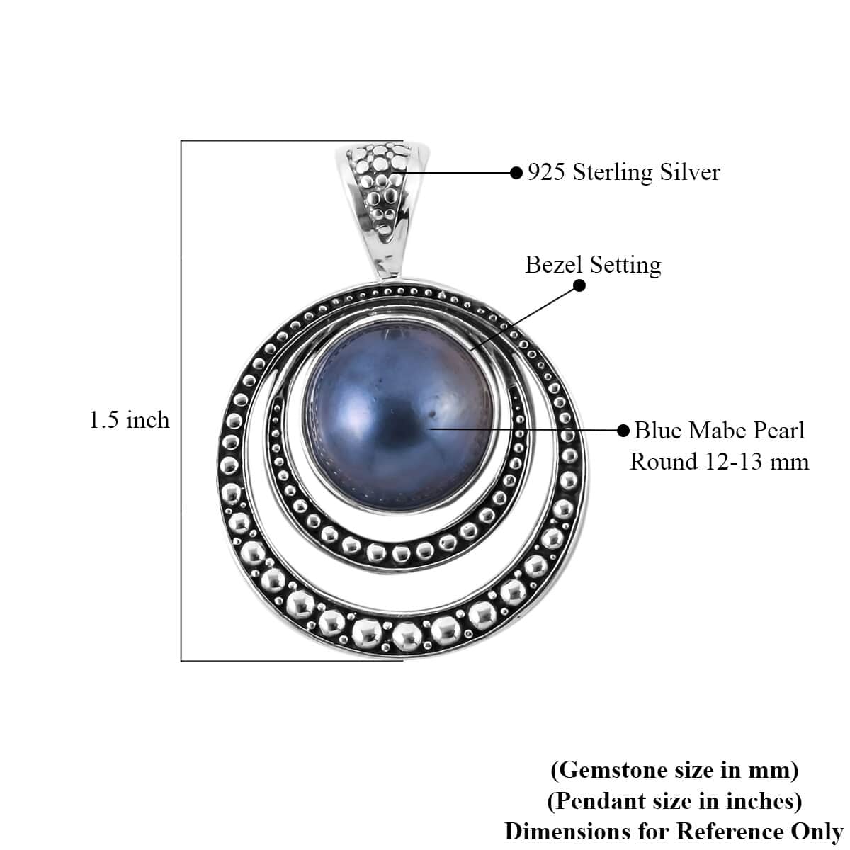 BALI LEGACY Blue Mabe Pearl 12-13mm Pendant in Sterling Silver 7 Grams image number 4