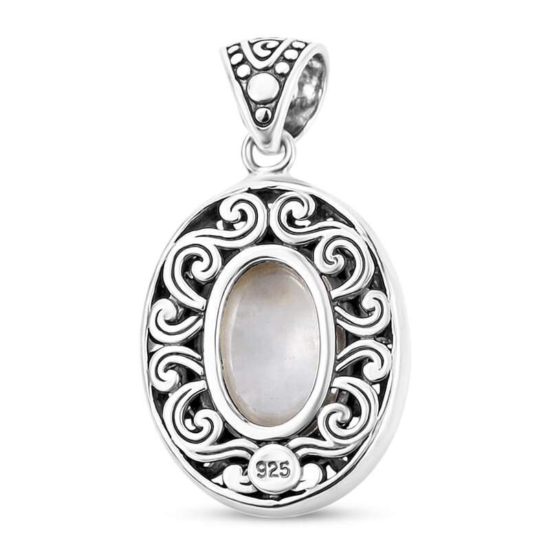 Bali Legacy White Mabe Pearl Pendant in Sterling Silver