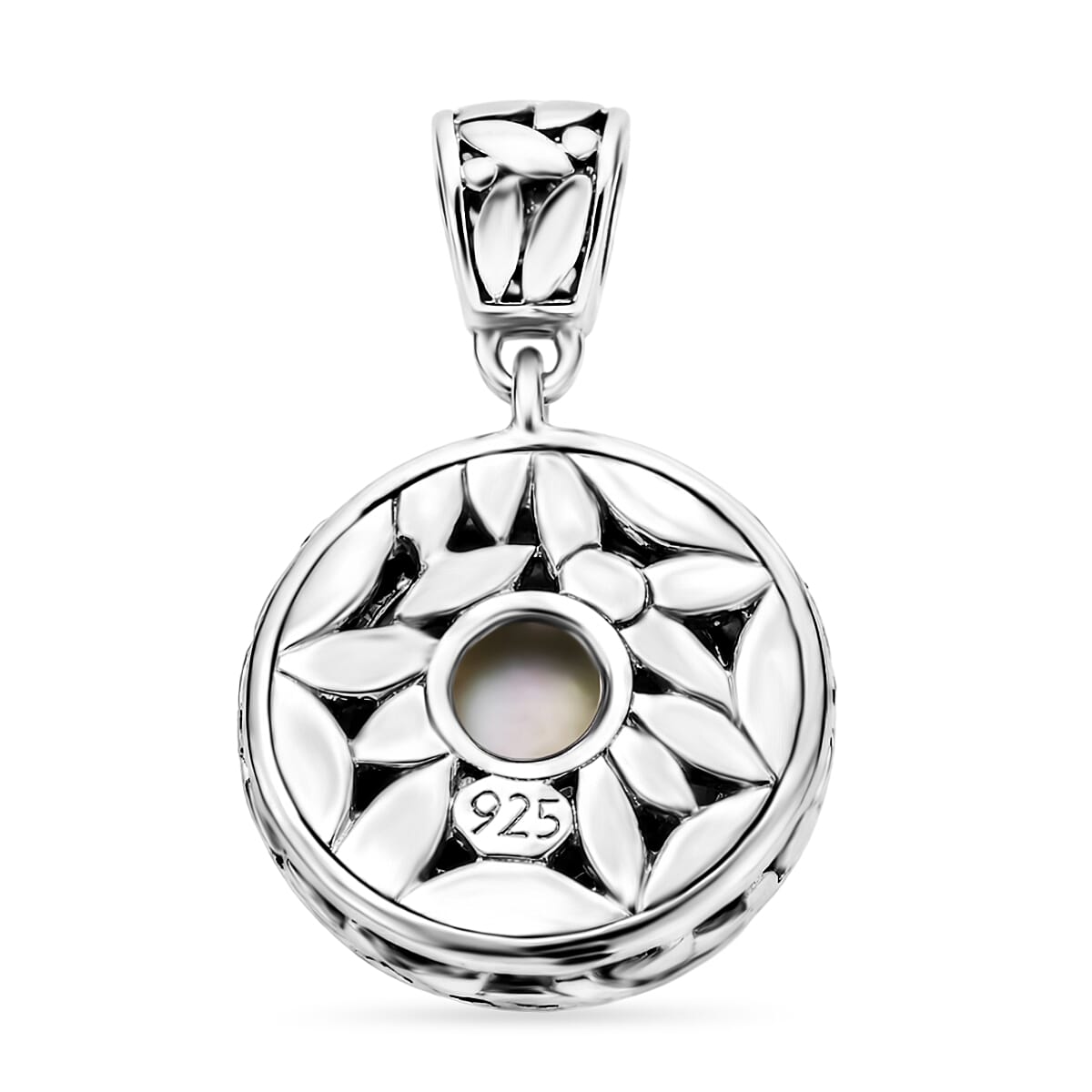 Bali Legacy Blue Mabe Pearl 14-15mm Pendant in Sterling Silver