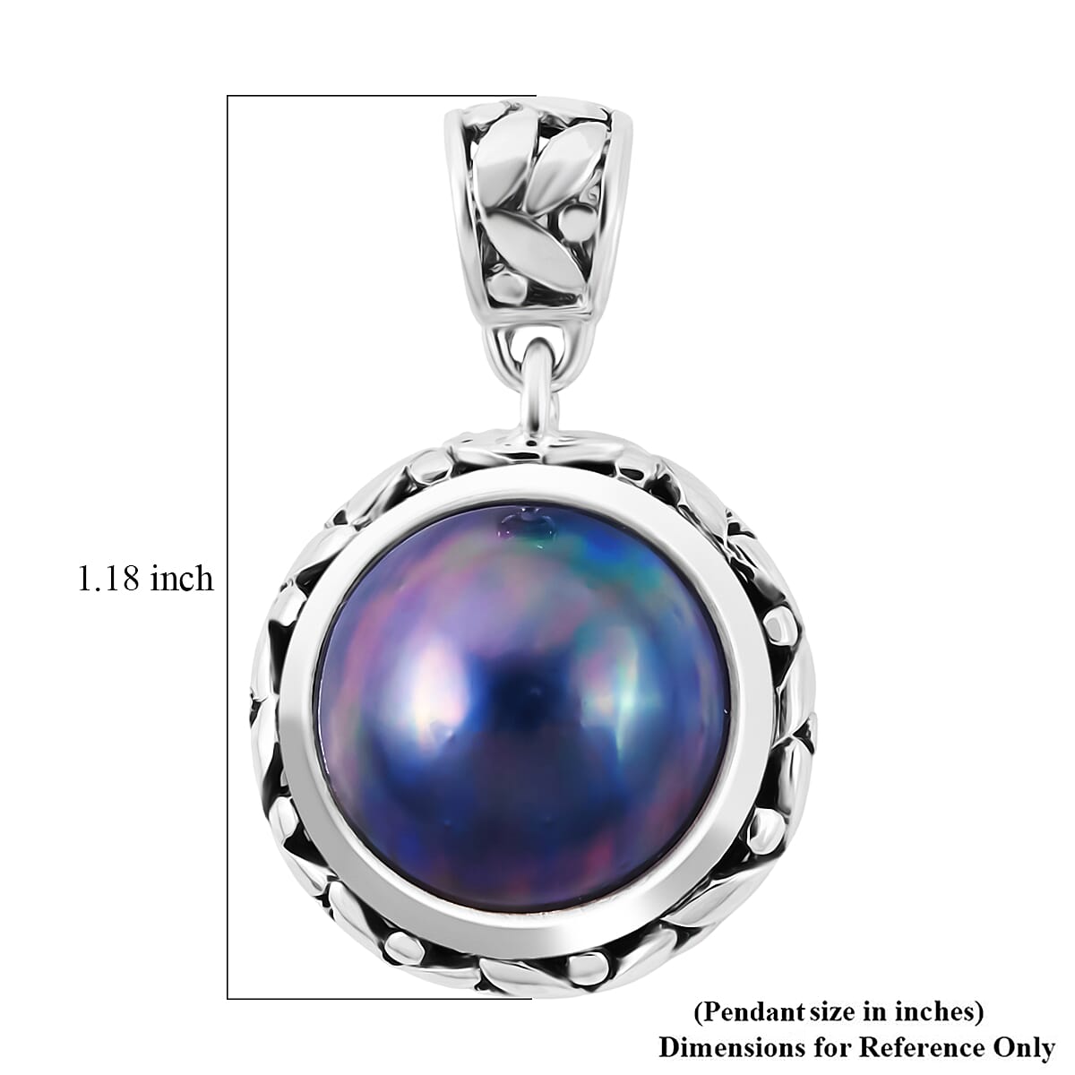 Bali Legacy Blue Mabe Pearl 14-15mm Pendant in Sterling Silver image number 5