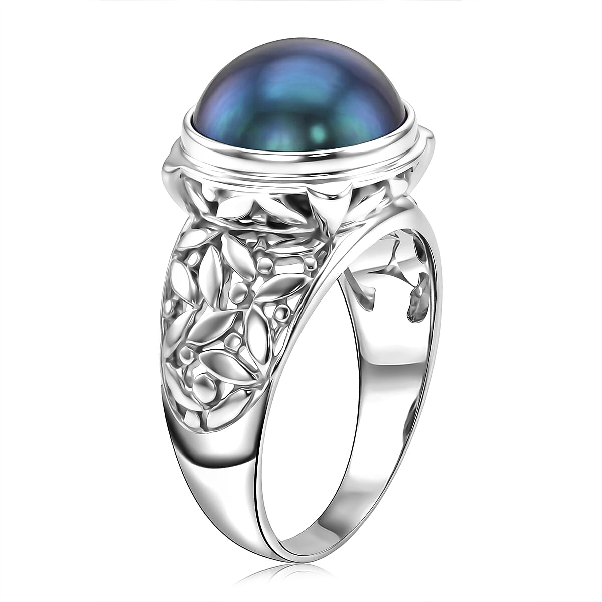 Bali Legacy Blue Mabe Pearl 14-15mm Ring in Sterling Silver (Size 10.0) (7.50 g) image number 3