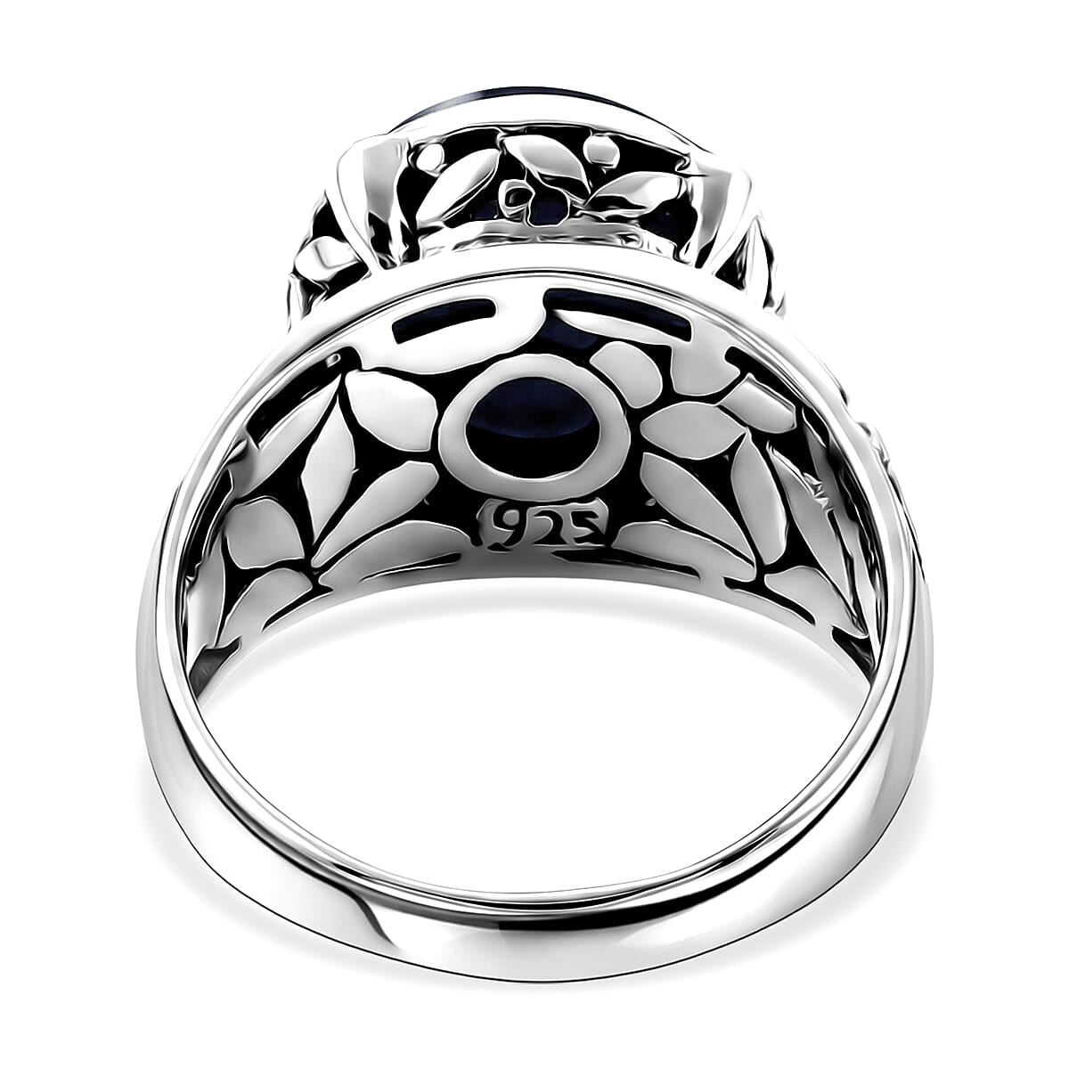 Bali Legacy Blue Mabe Pearl 14-15mm Ring in Sterling Silver (Size 10.0) (7.50 g)