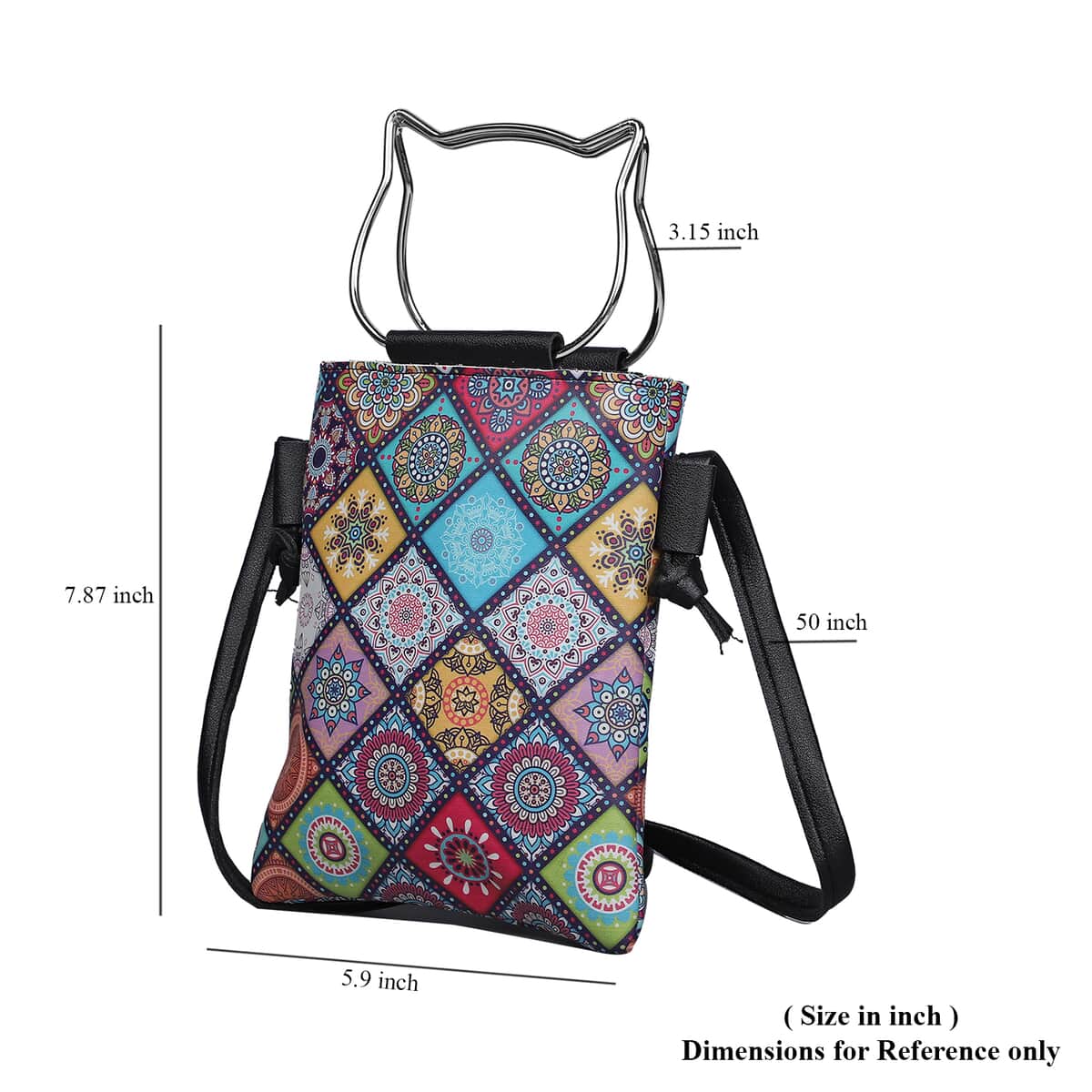 Hong Kong Closeout Stylish and Classic Checker Pattern Crossbody Bag with Cat Shaped Handle - Multi Color image number 5