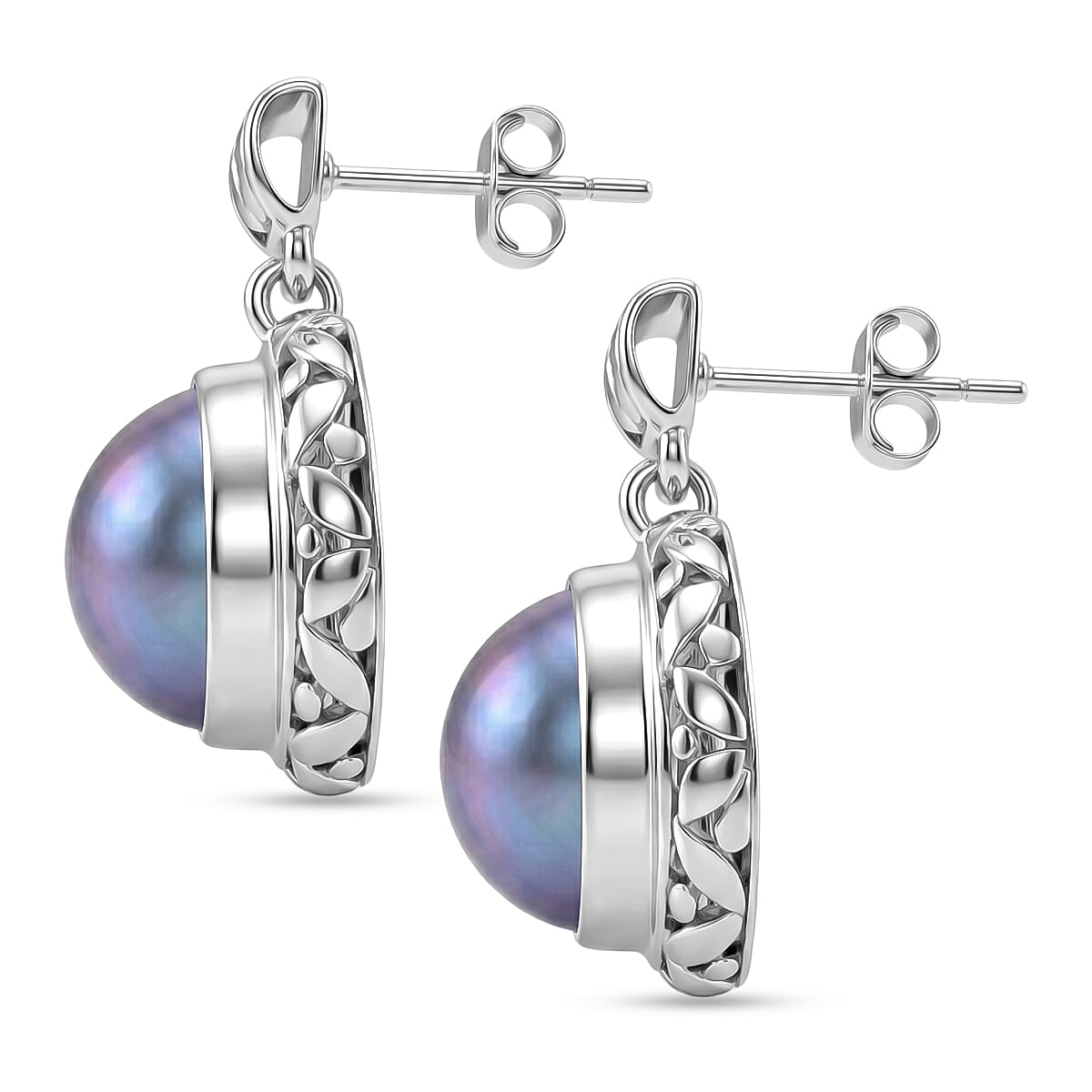 Bali Legacy Blue Mabe Pearl Earrings in Sterling Silver image number 3