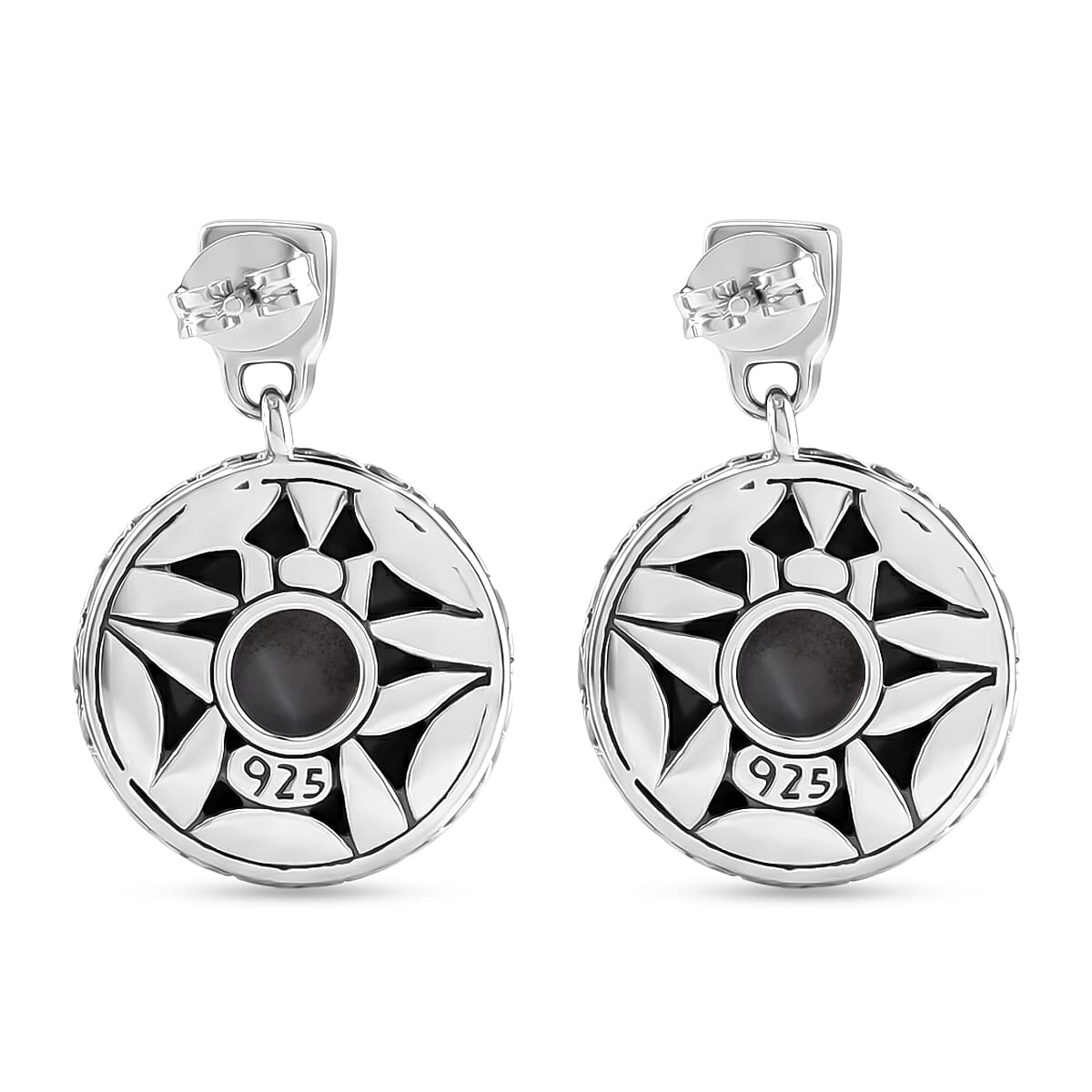 Bali Legacy Blue Mabe Pearl Earrings in Sterling Silver