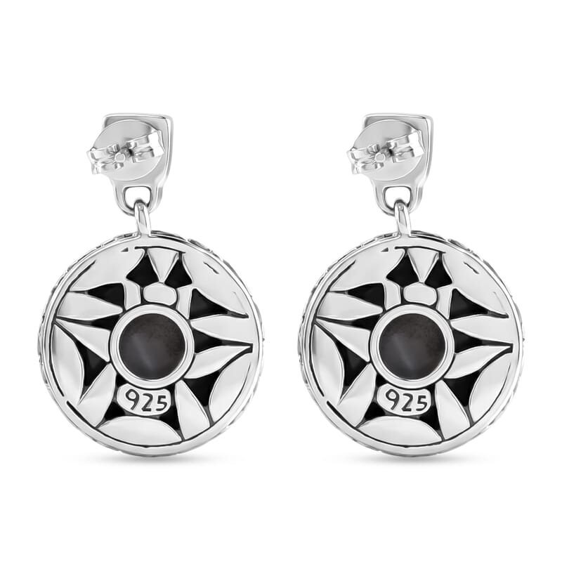 Bali Legacy Blue Mabe Pearl Earrings in Sterling Silver