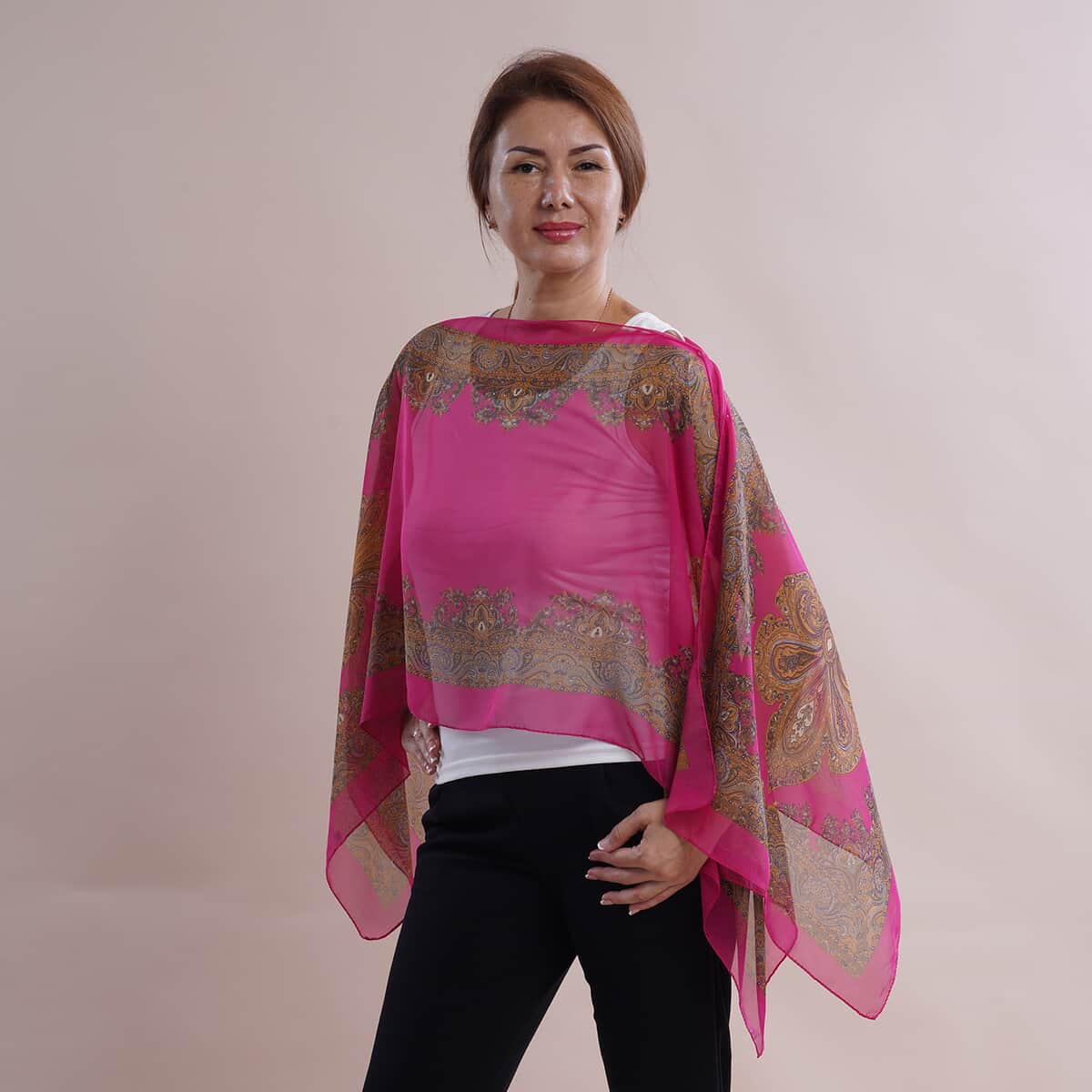 All in One Pink Paisley Chiffon Tunic (One Size Fits Most) image number 0