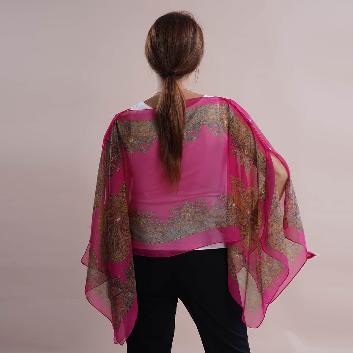All in One Pink Paisley Chiffon Tunic (One Size Fits Most) image number 1
