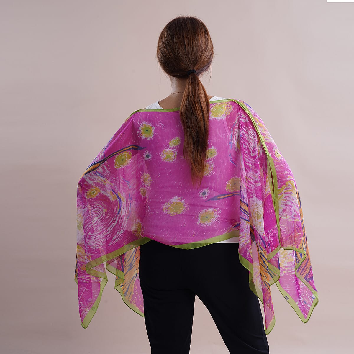 All in One Pink Floral Brush Stroke Chiffon Tunic (One Size Fits Most) image number 1