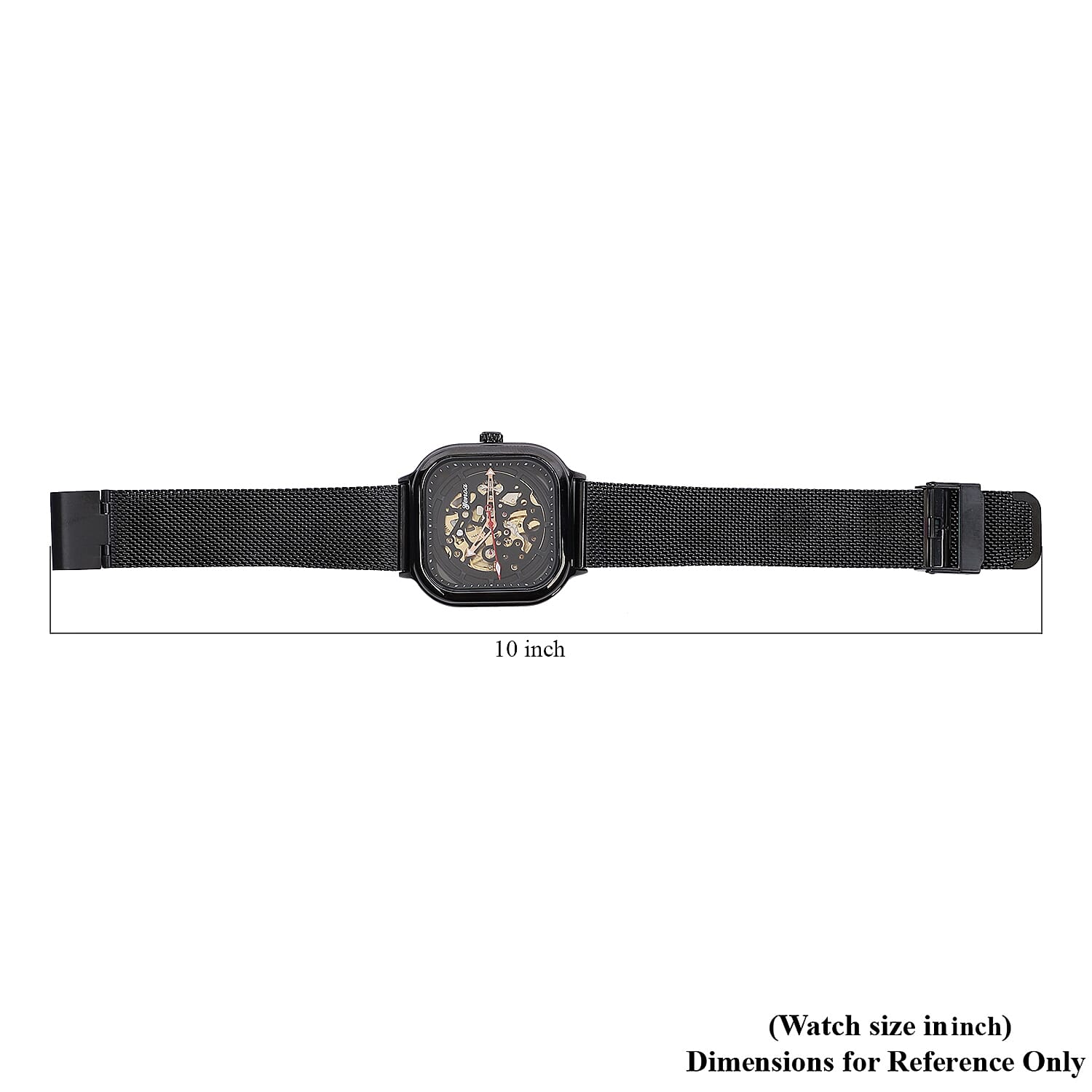 Genoa Automatic Mechanical Movement Watch with ION Plated Black Stainless Steel Mesh Strap (42mm)
