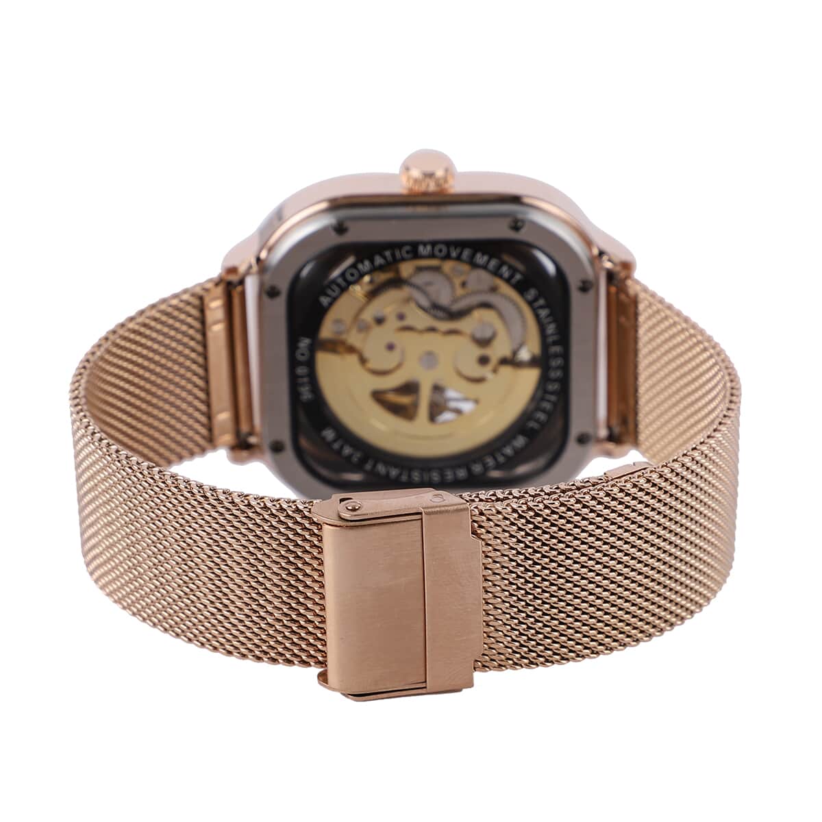 Genoa Automatic Mechanical Movement Watch with ION Plated RG Stainless Steel Mesh Strap (42mm) image number 5