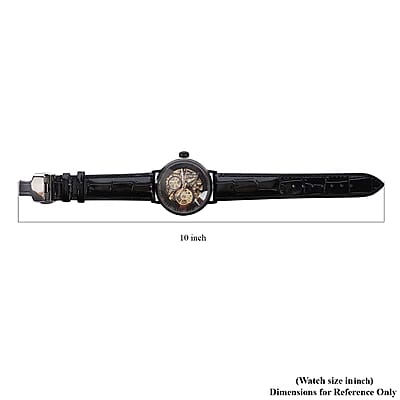 Genoa Automatic Mechanical Movement Watch with Black Genuine Leather Strap (41mm)