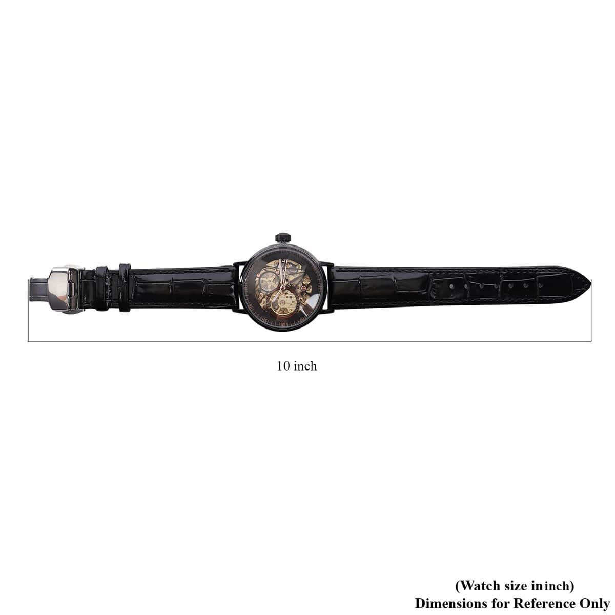 Genoa Automatic Mechanical Movement Watch with Black Genuine Leather Strap (41mm) image number 6