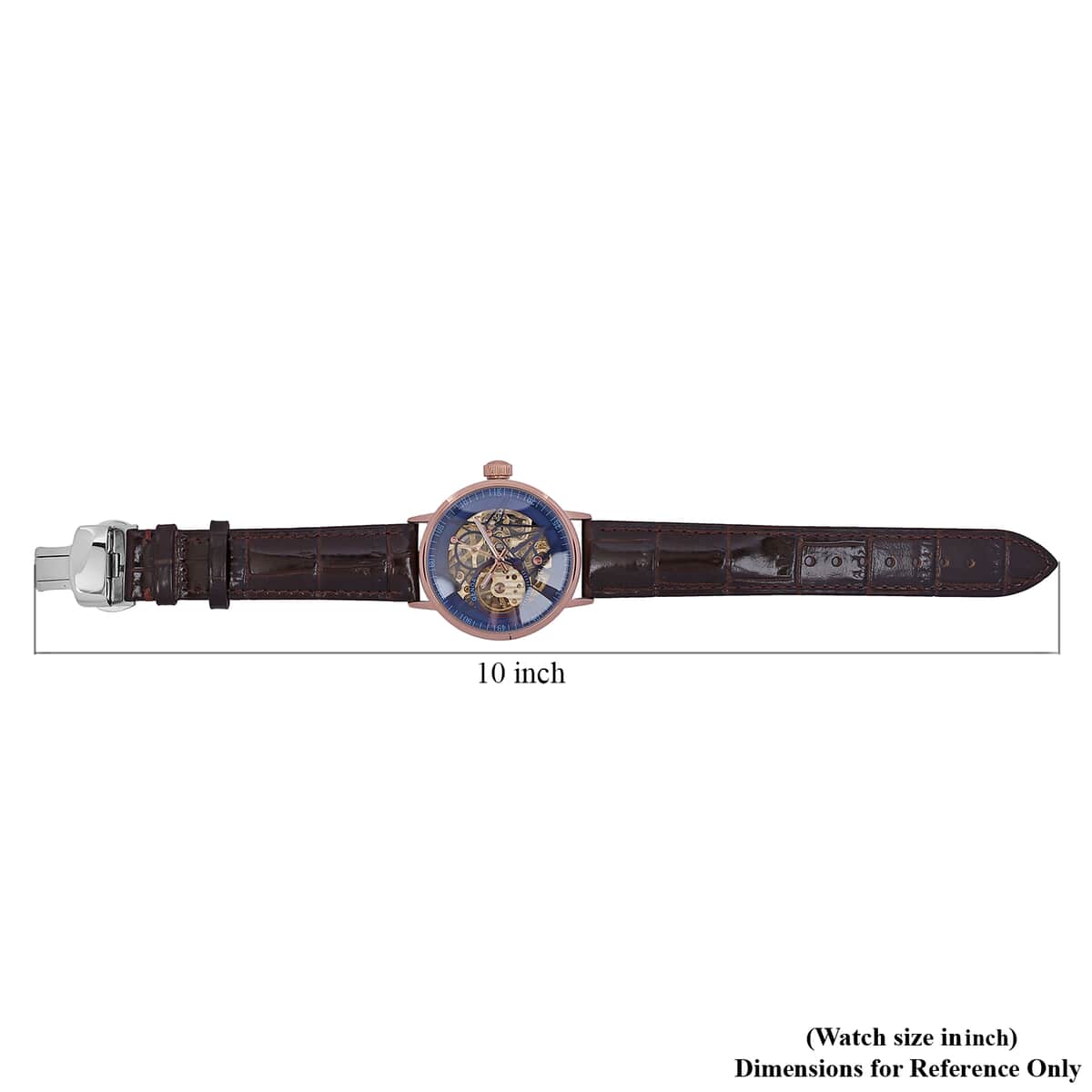 Genoa Automatic Mechanical Movement Watch with Brown Genuine Leather Strap (41mm) image number 6