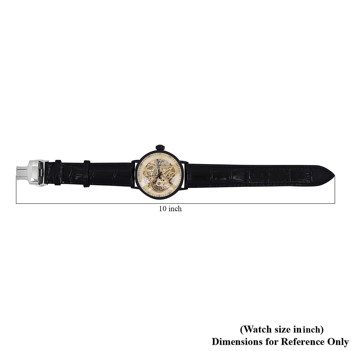 Genoa Automatic Mechanical Movement Watch with Black Genuine Leather Strap (41mm) image number 6