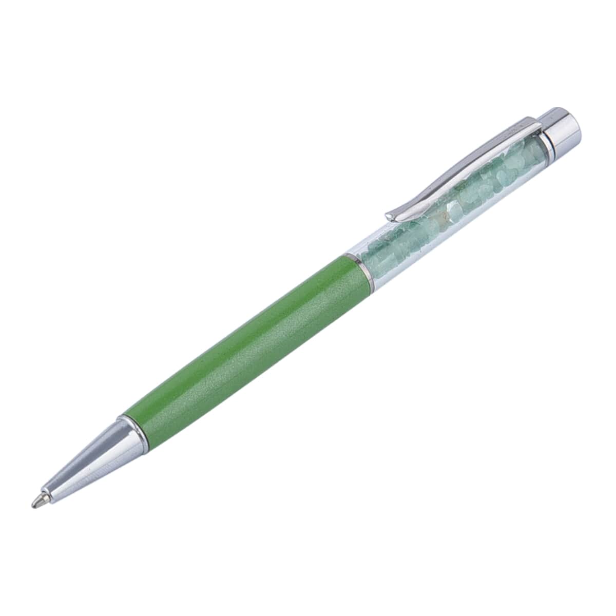 Set of 2 Green Quartz Pen and 4 Replacement Ink with Gift Box (5.63") image number 0