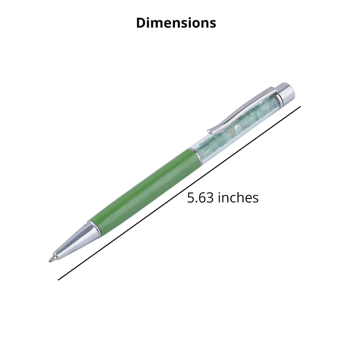 Set of 2 Green Quartz Pen and 4 Replacement Ink with Gift Box image number 2
