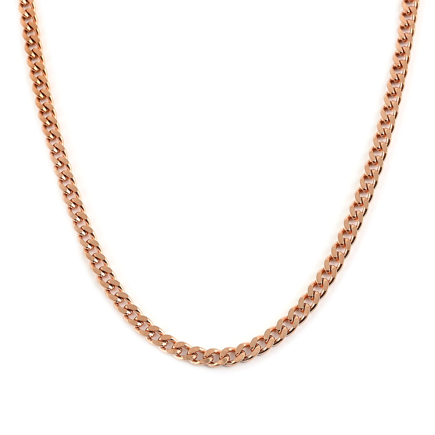 Curb Necklace 20 Inches in ION Plated Rose Gold Stainless Steel 23.40 Grams