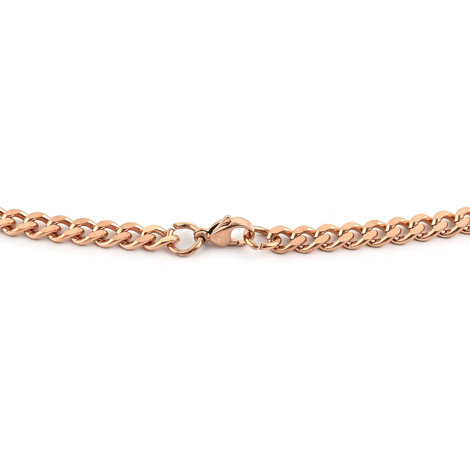 Curb Necklace 20 Inches in ION Plated Rose Gold Stainless Steel 23.40 Grams