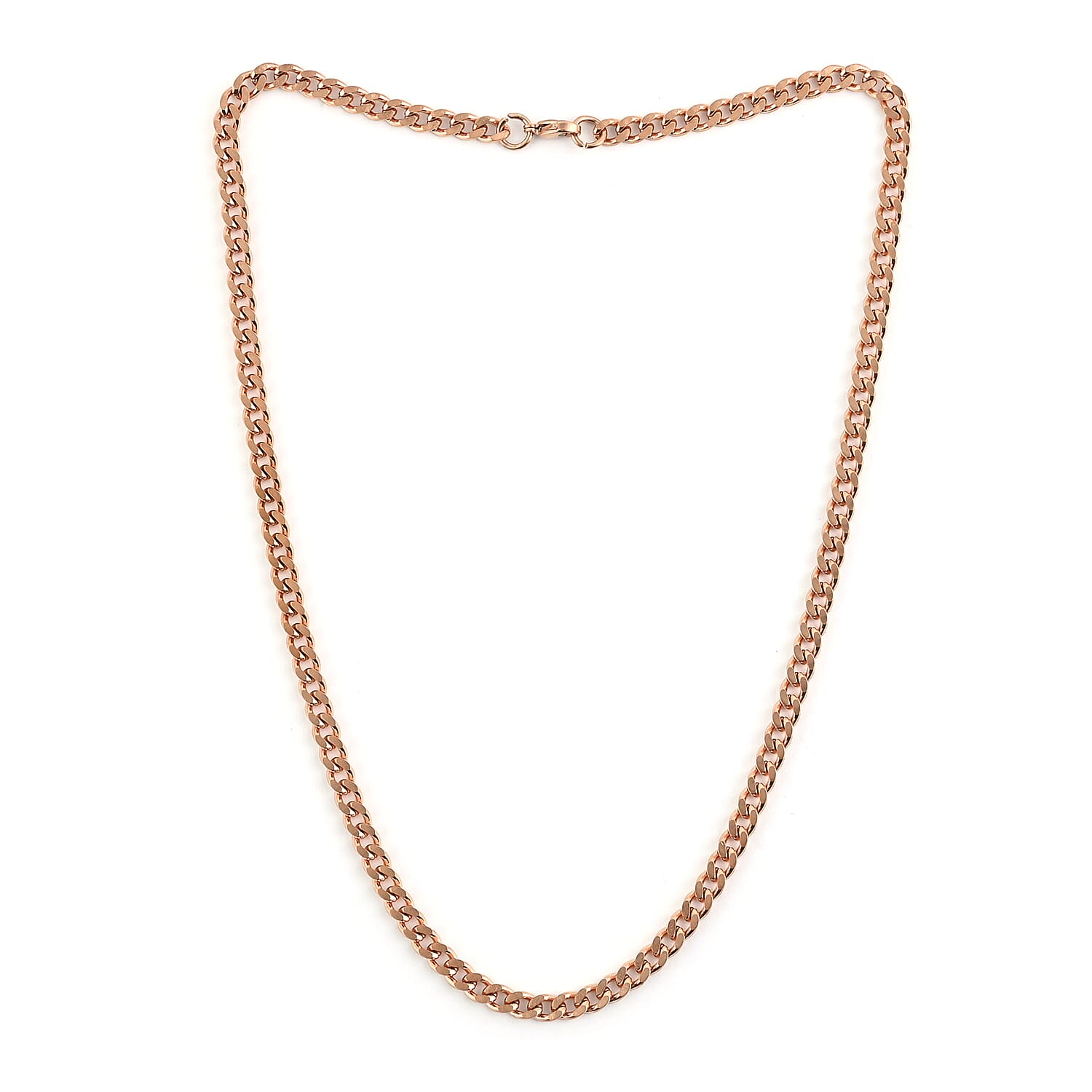 Curb Necklace 20 Inches in ION Plated Rose Gold Stainless Steel 23.40 Grams