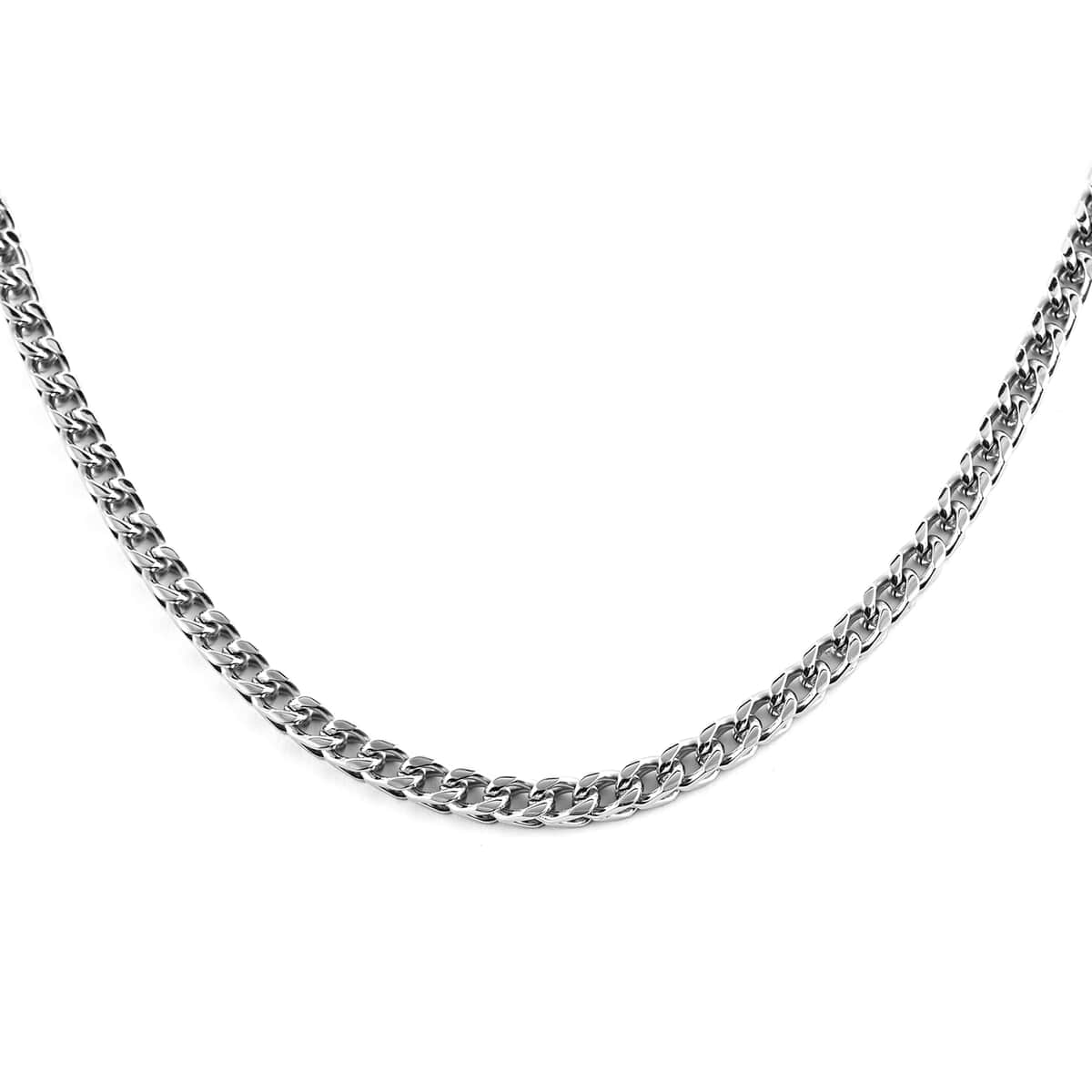 Curb Necklace 24 Inches in Stainless Steel 41.40 Grams image number 0