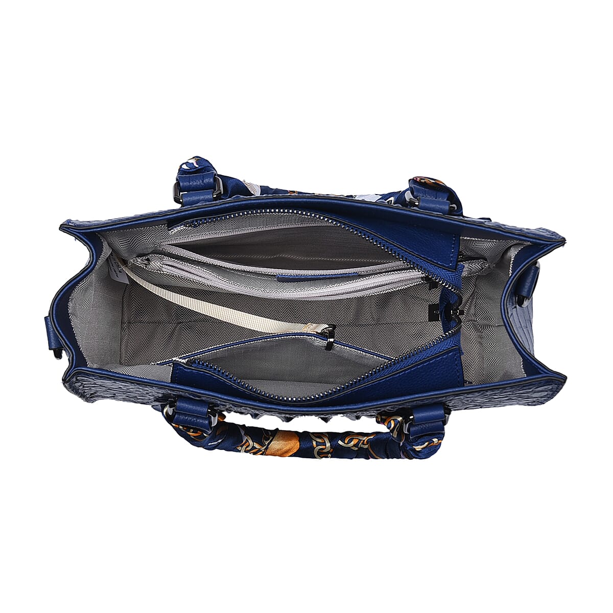 Black Crocodile Embossed Pattern Genuine Leather Crossbody Bag (11"x4"x9.5") with Hand Scarf Strap and Shoulder Strap image number 5