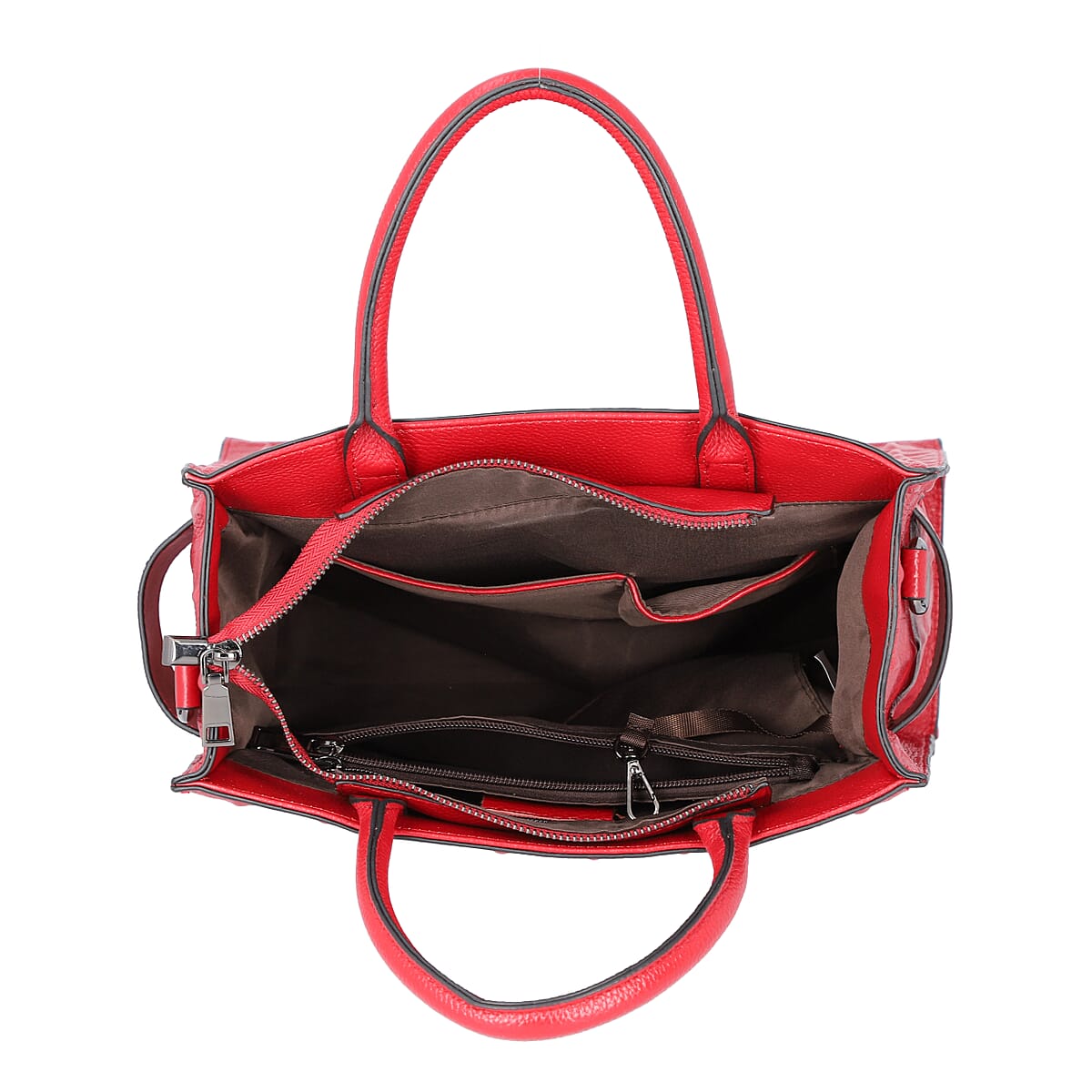 Passage Red Crocodile Skin Pattern Genuine Leather Middle Size Tote Bag image number 5