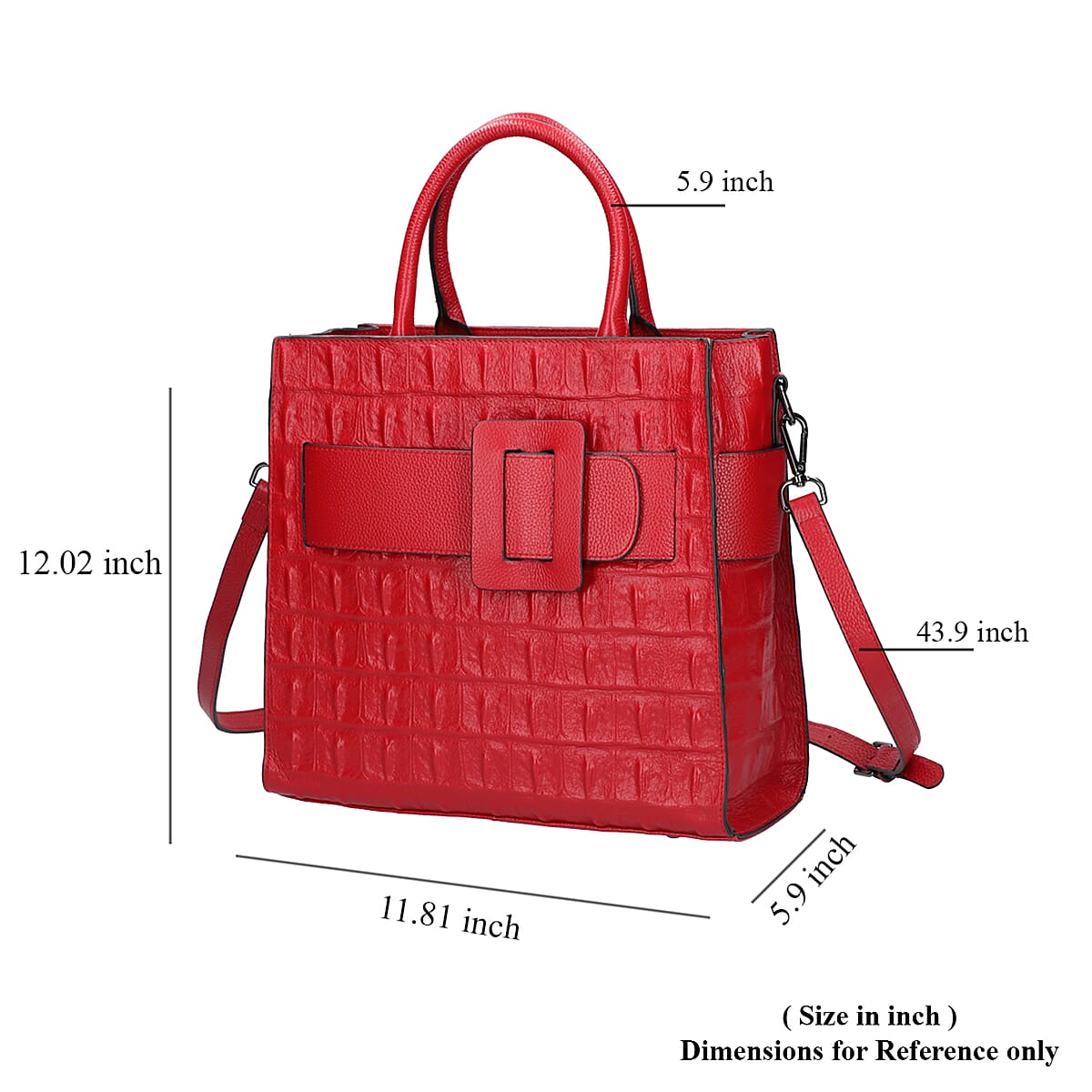 Passage Red Crocodile Skin Pattern Genuine Leather Middle Size Tote Bag image number 6