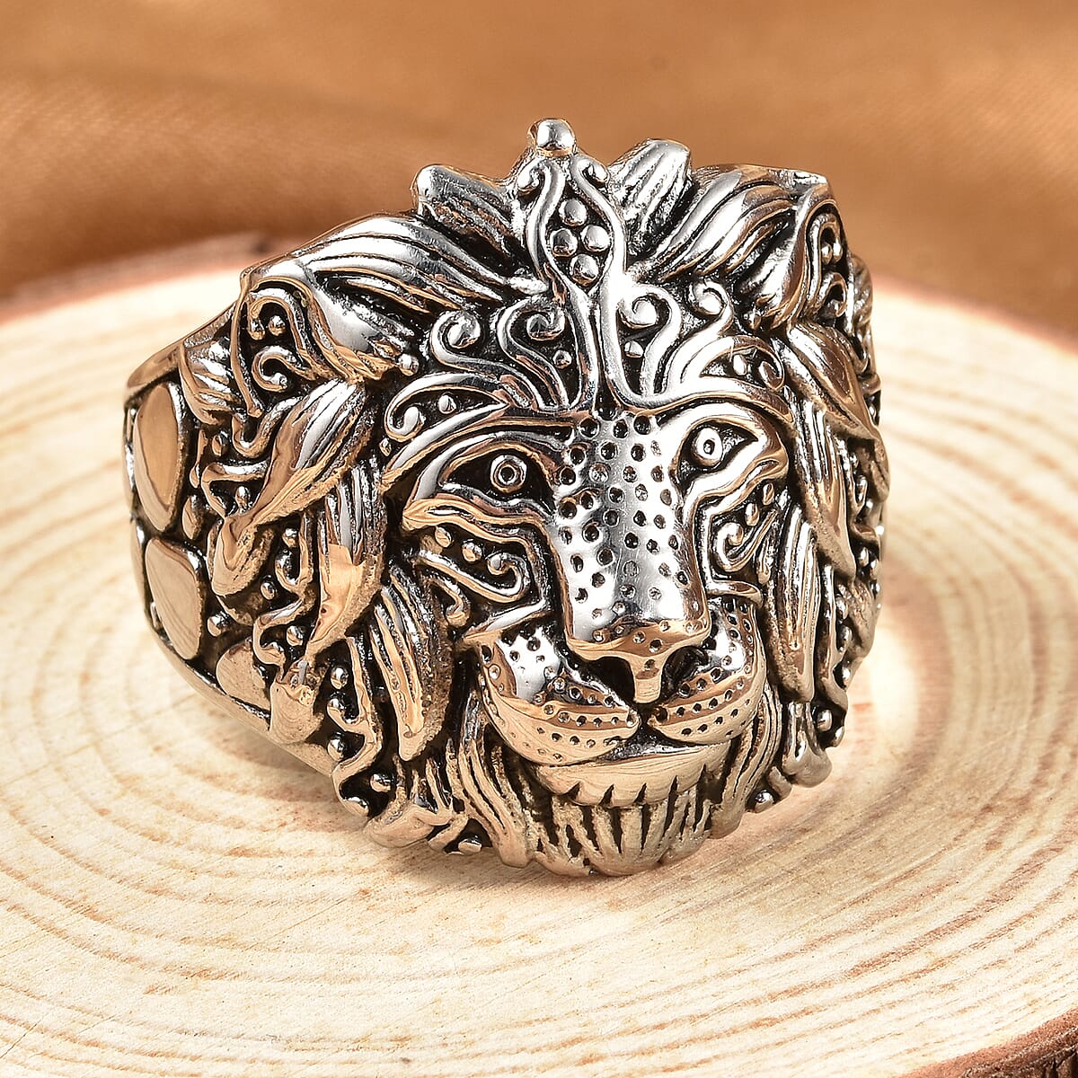 Lion Head Men's Ring in Stainless Steel (Size 10.0) image number 1