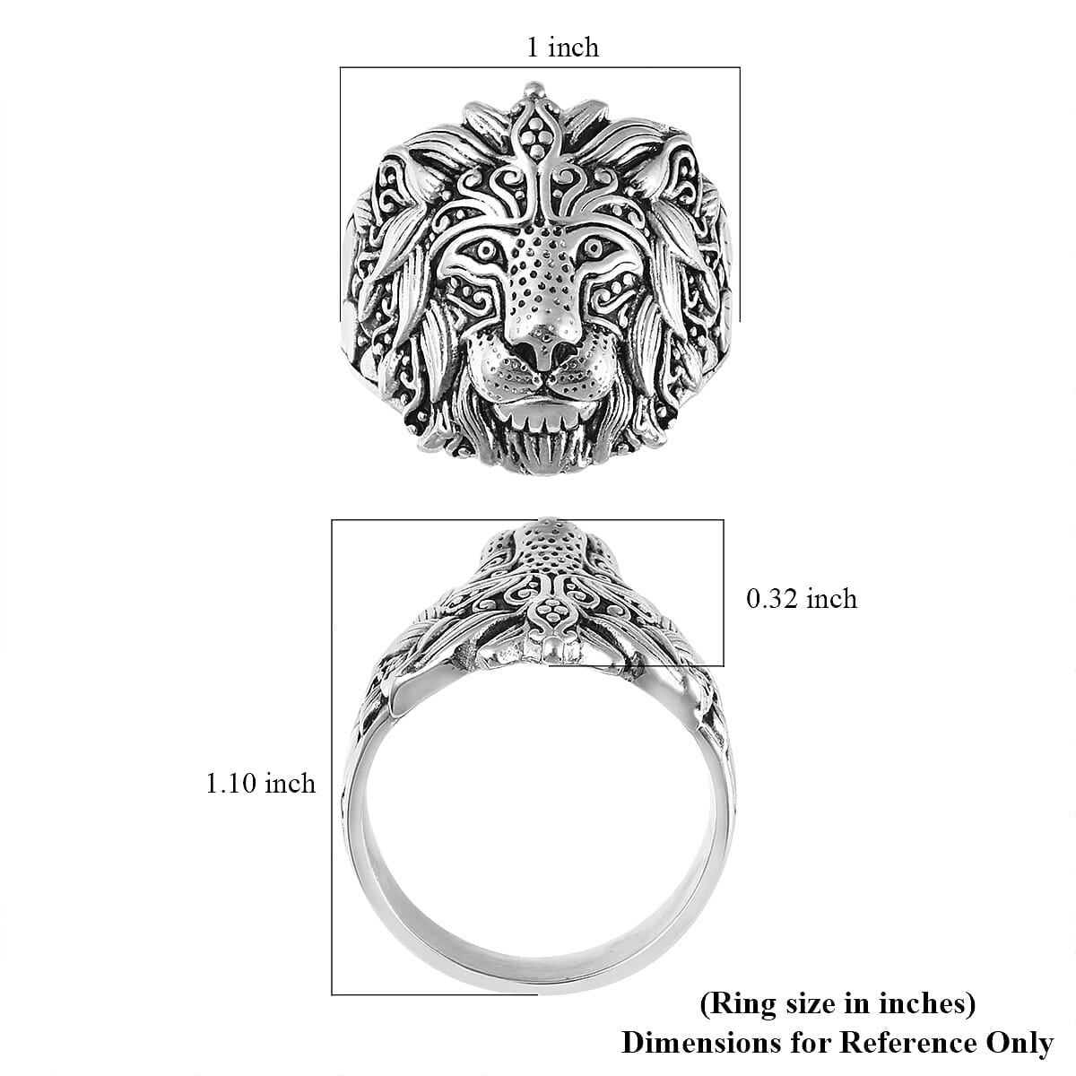 Lion Head Men's Ring in Stainless Steel (Size 11.0)