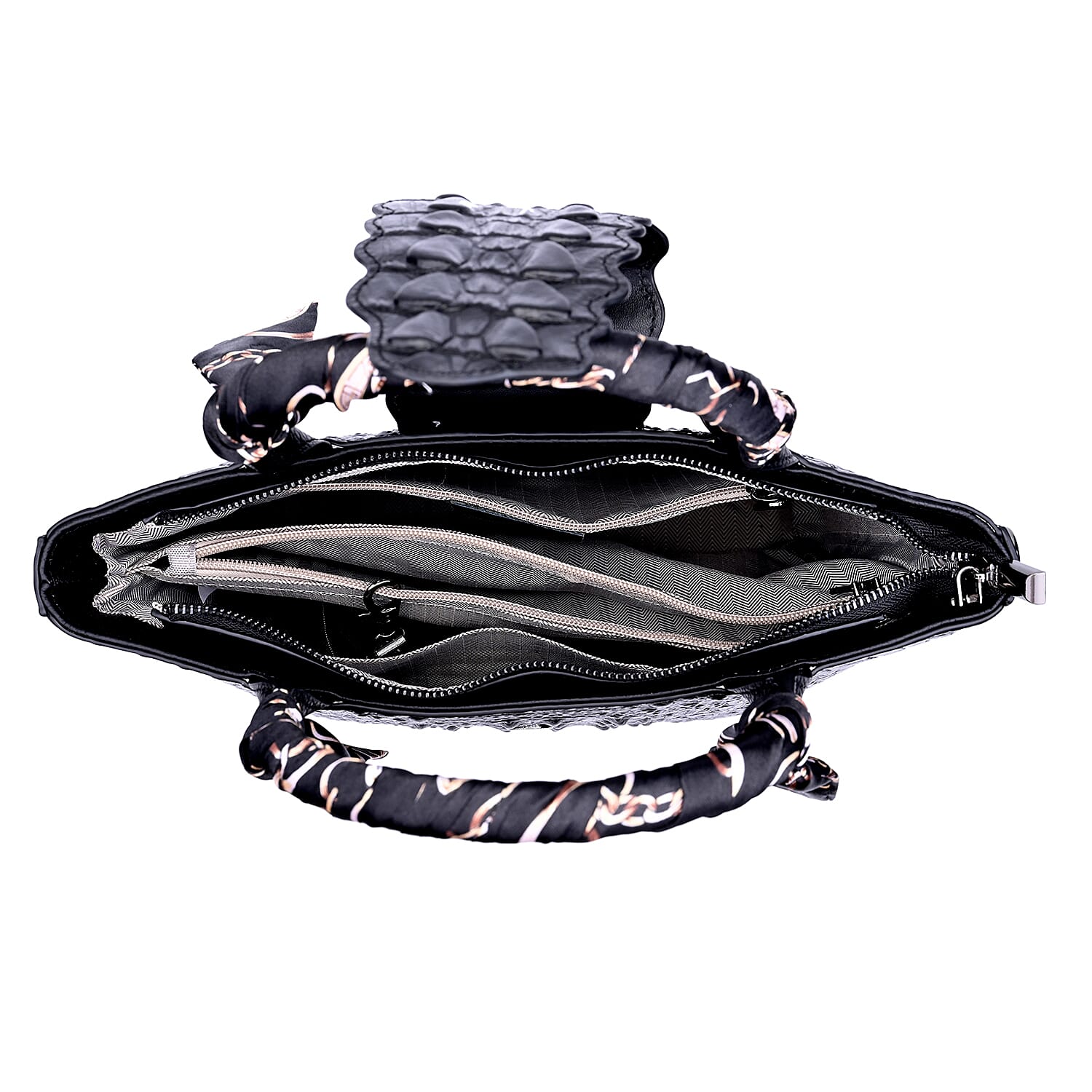 Black Embossed Crocodile Genuine Leather Tote Bag for Women , Satchel Purse , Shoulder Handbag , Designer Tote Bag