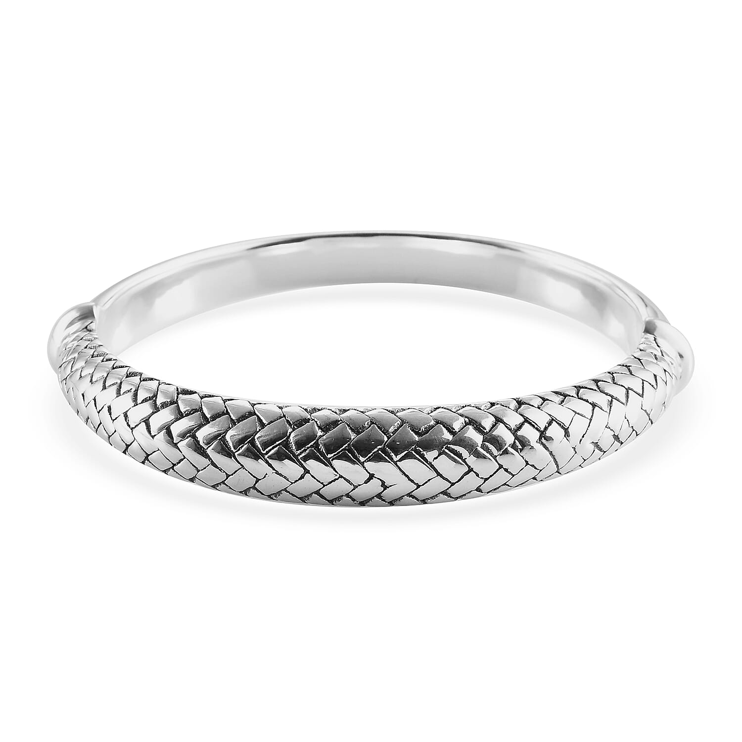 Textured Bangle Bracelet in Sterling Silver (7.25 in) 15 Grams