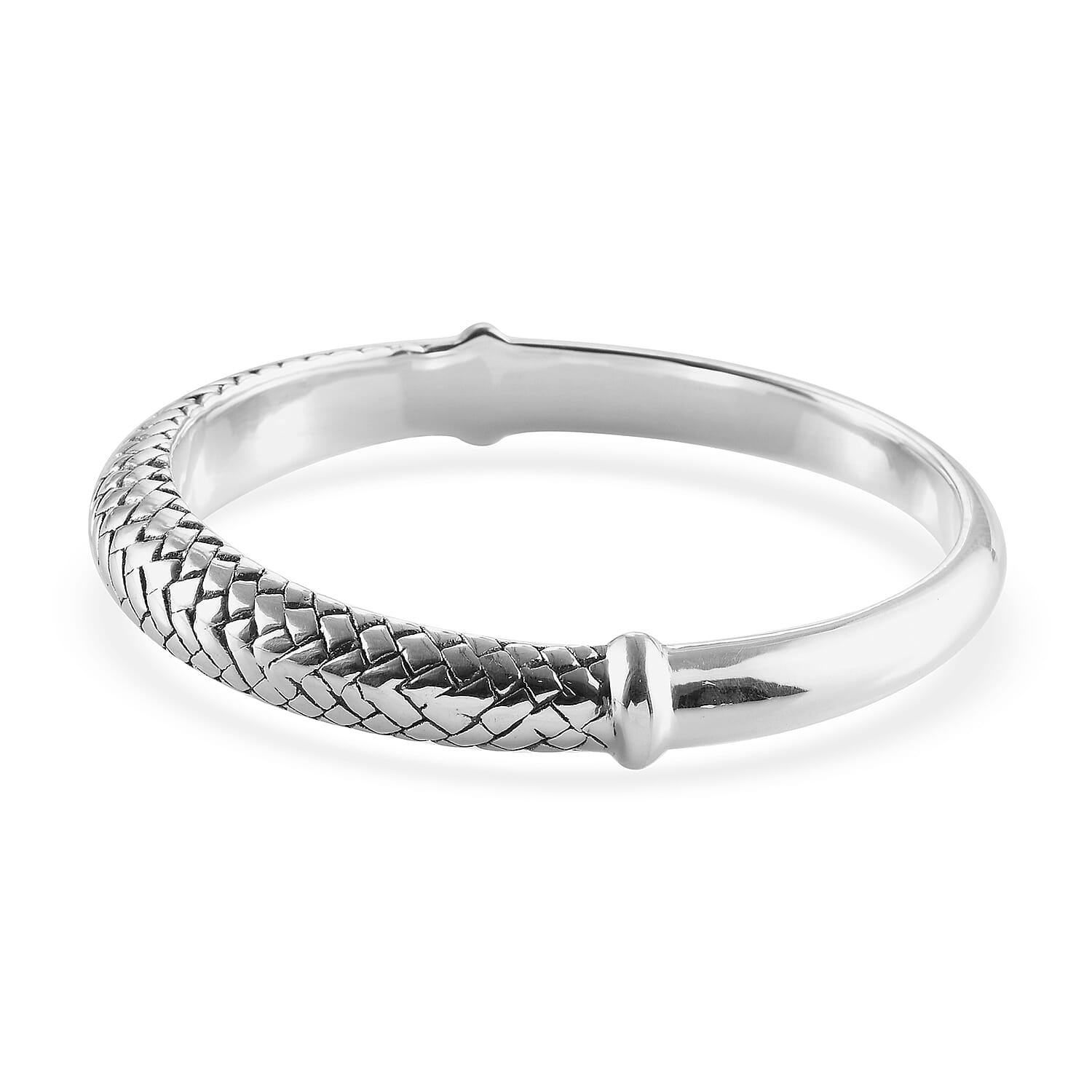 Textured Bangle Bracelet in Sterling Silver (7.25 in) 15 Grams