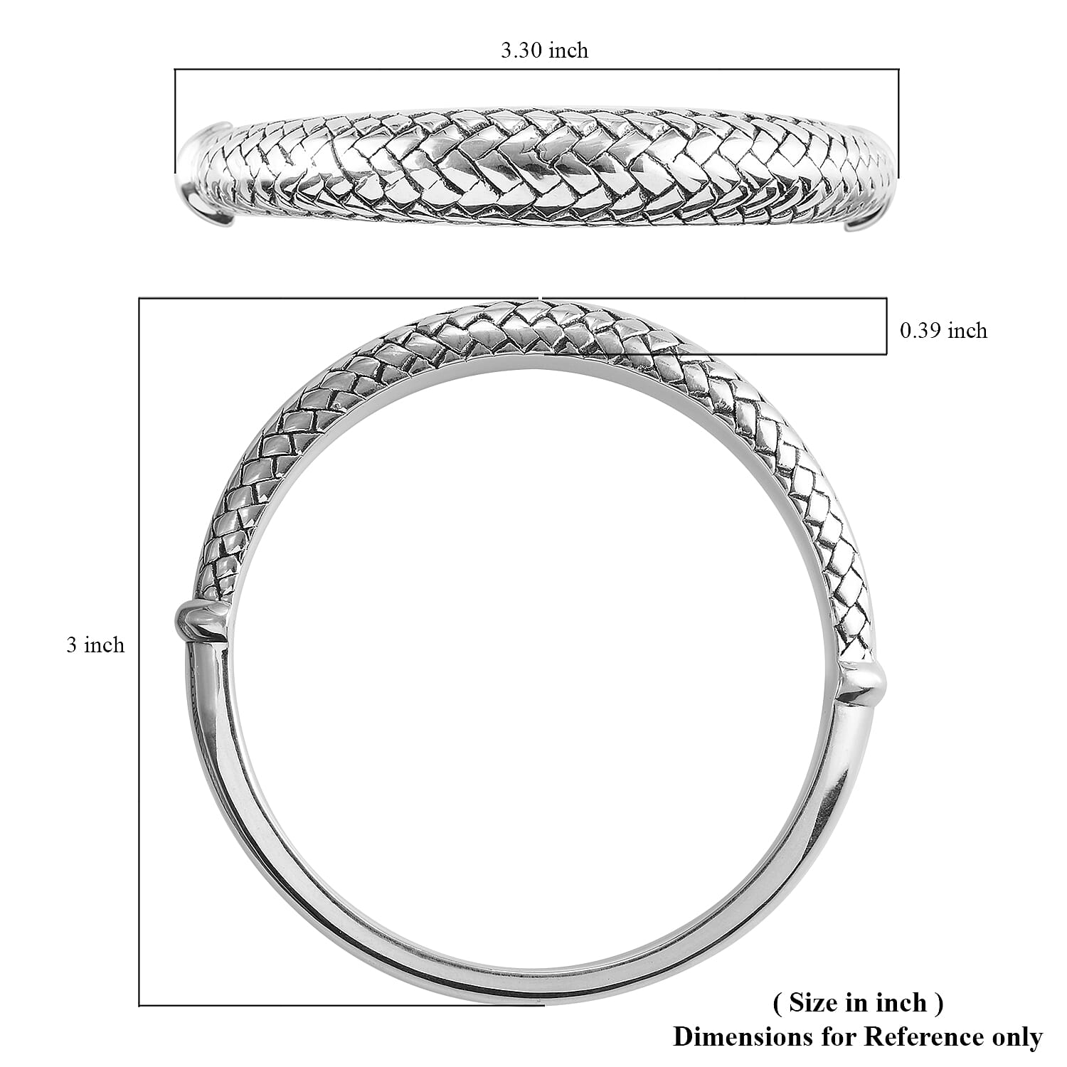 Textured Bangle Bracelet in Sterling Silver (7.25 in) 15 Grams