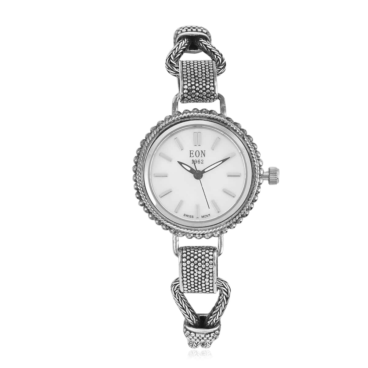 Bali Legacy Eon 1962 Swiss Movement Water Resistant MOP Dial Bracelet Watch in Sterling Silver (7.50 In) image number 0