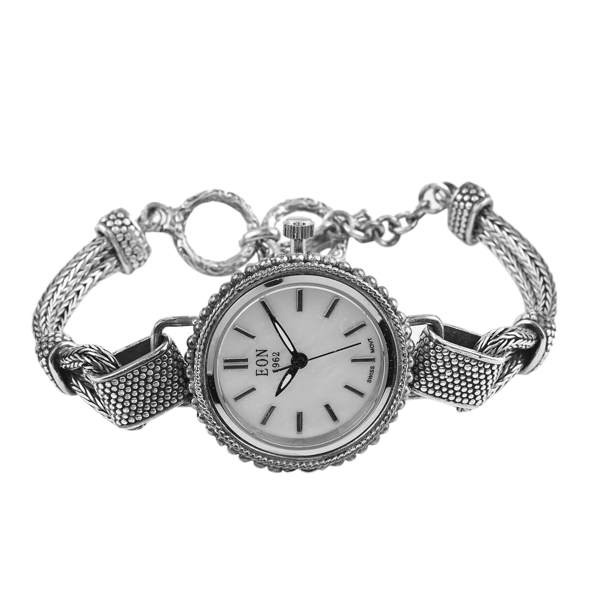 Bali Legacy Eon 1962 Swiss Movement Water Resistant MOP Dial Bracelet Watch in Sterling Silver (7.50 In) image number 2