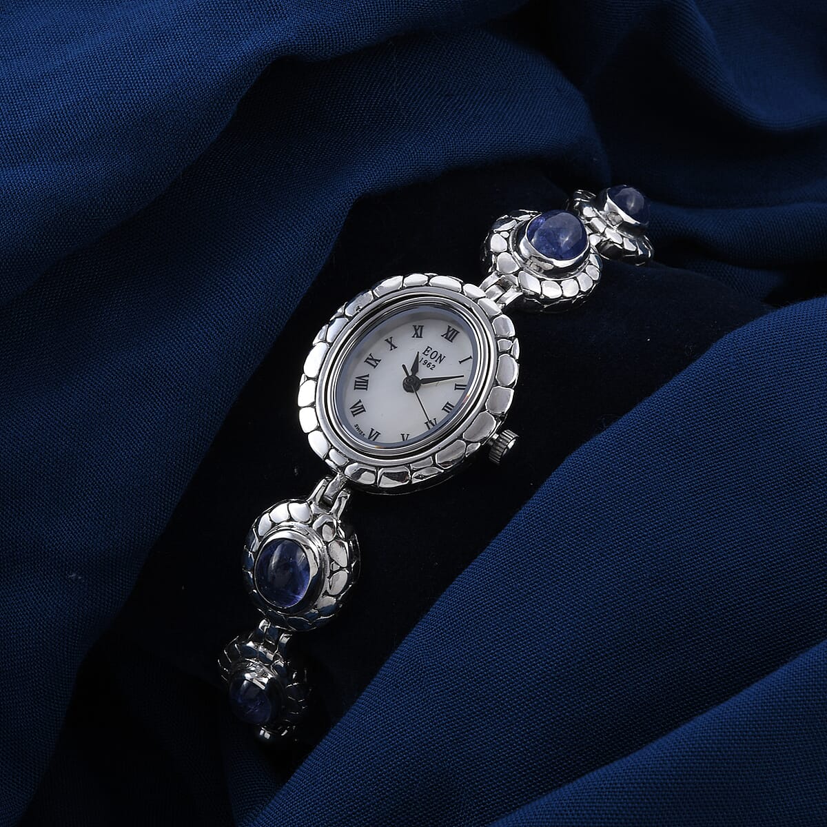 Bali Legacy EON 1962 Tanzanite Swiss Movement Water Resistant MOP Dial Watch in Sterling Silver (7.50 in) 8.30ctw image number 1