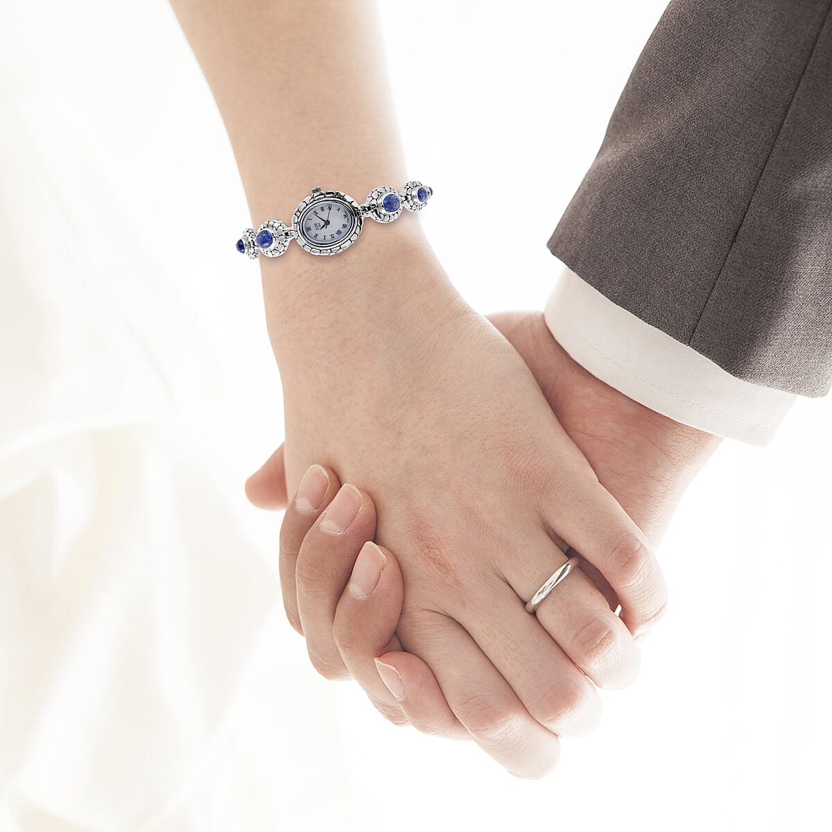 Bali Legacy EON 1962 Tanzanite Swiss Movement Water Resistant MOP Dial Watch in Sterling Silver (7.50 in) 8.30ctw image number 2