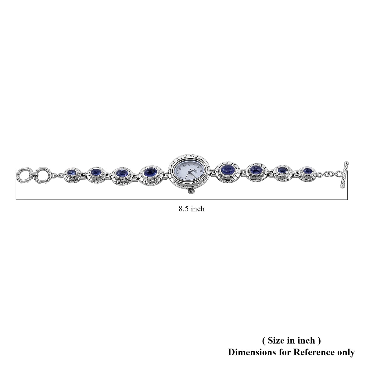 Bali Legacy EON 1962 Tanzanite Swiss Movement Water Resistant MOP Dial Watch in Sterling Silver (7.50 in) 8.30ctw image number 5