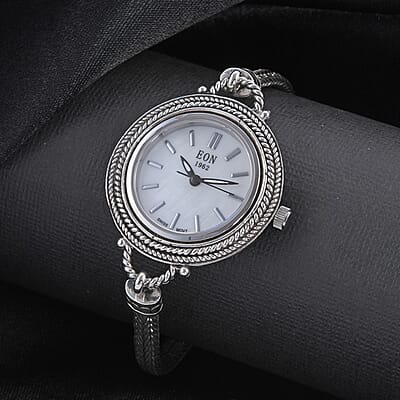Bali Legacy Eon 1962 Swiss Movement Water Resistant Bracelet Watch with MOP Dial in Sterling Silver (7.50 In)